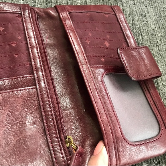Red leather Fossil wallet distressed - Picture 7 of 14